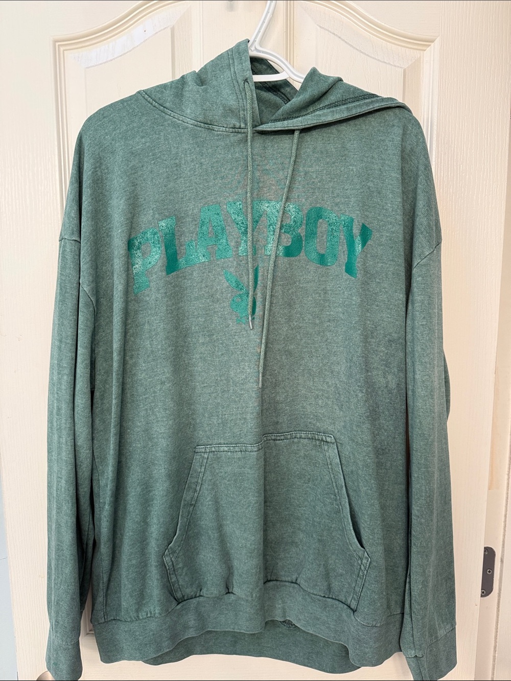 PLAYBOY Green Crewneck Hoodie with Logo